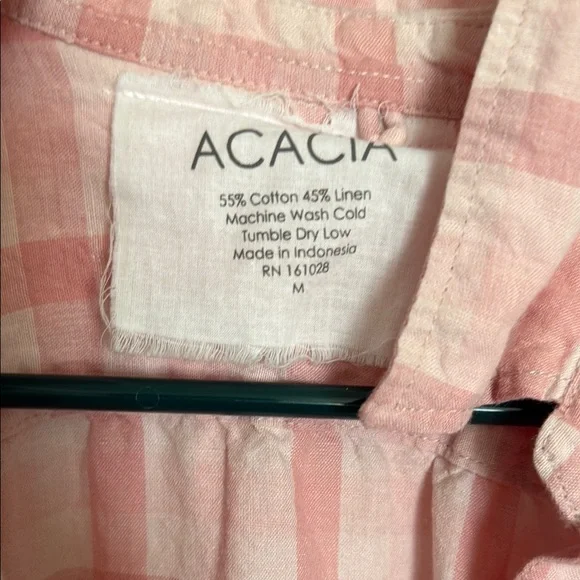 Acacia Swimwear Pink Plaid Shirt - Picture 2 of 4